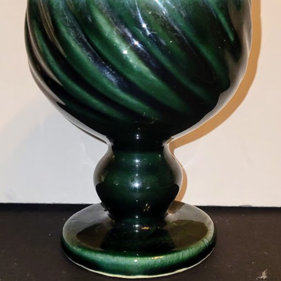 Vintage Swirl Pattern Hull Teal Green Goblet Made in USA - Picture 1 of 3